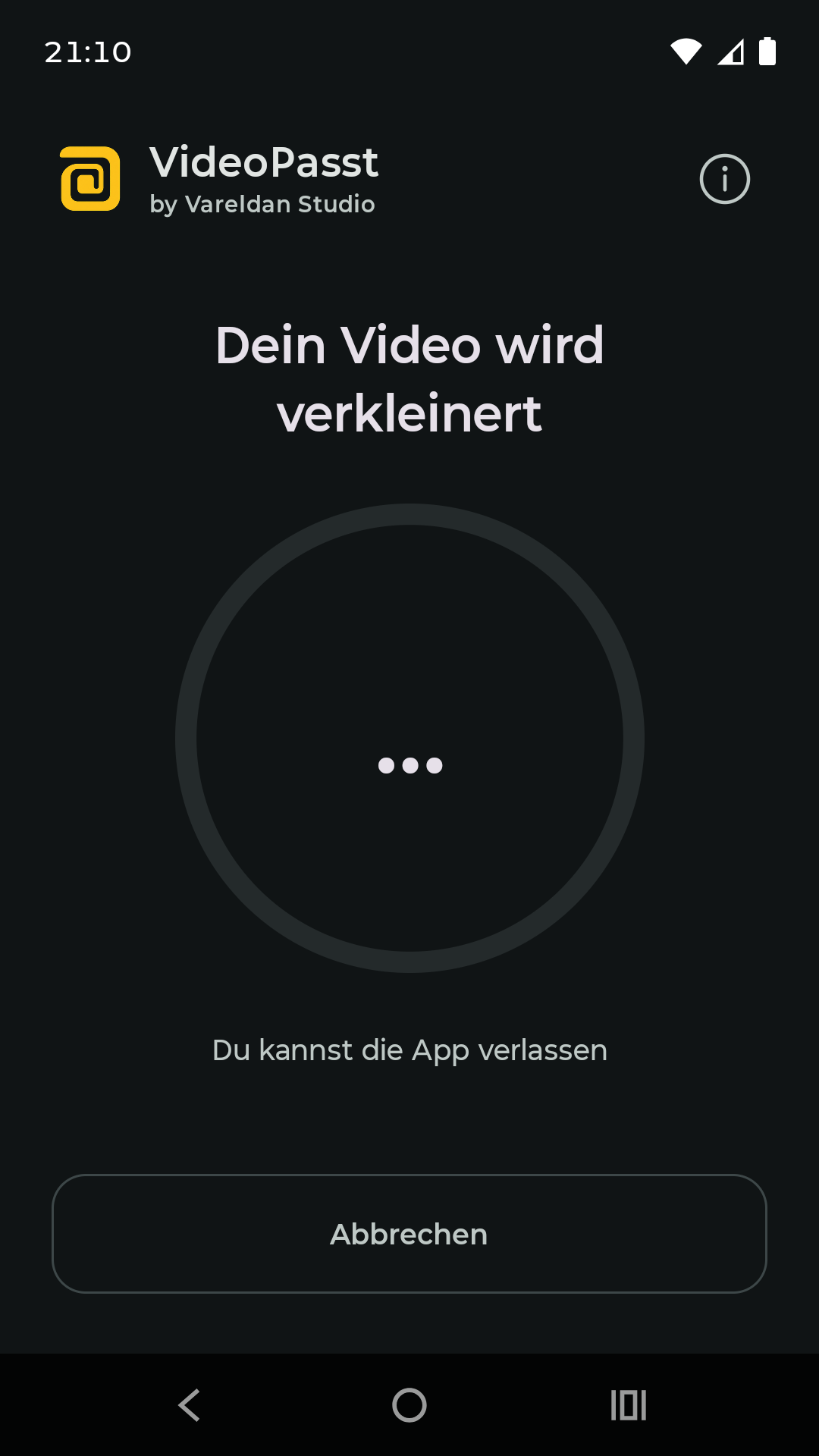 VideoPasst verarbeitet das Video lokal im Dunkelmodus